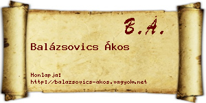 Balázsovics Ákos névjegykártya